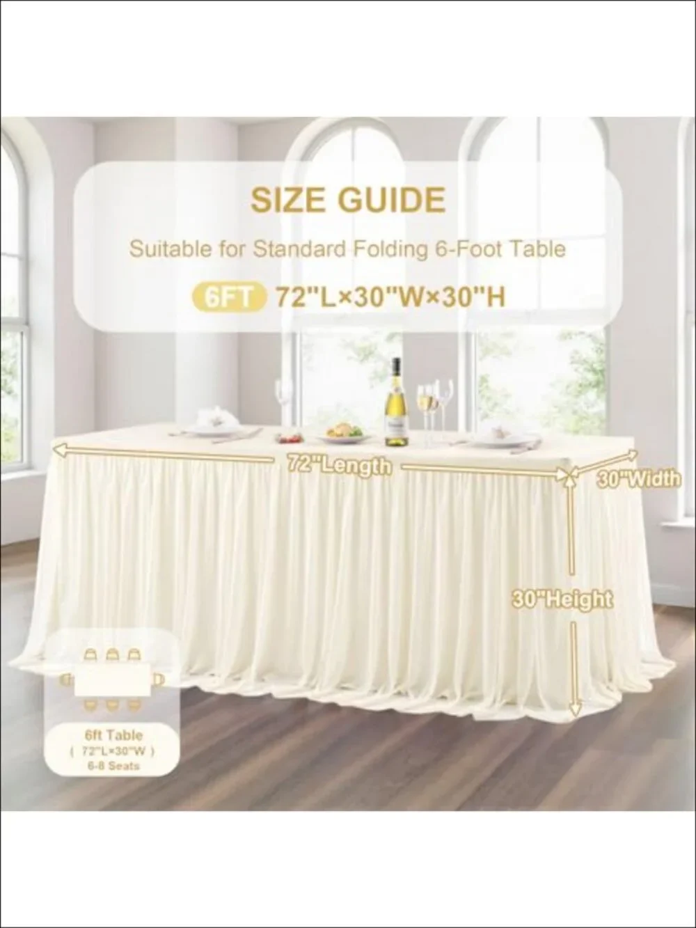 Tulle Tablecloth Tutu Table Skirt for 6 Foot Rectangle Tables Ruffle